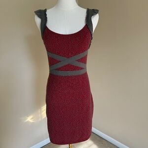Free People Cross My Heart Bodycon dress Maroon & Gray Size XS